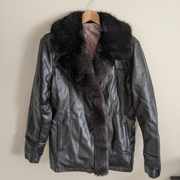 Vegan Leather Fur Jacket - Picture 1 of 3